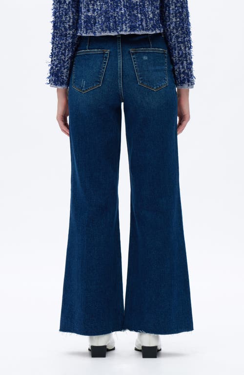 Bayeas Bella Raw Hem High Waist Wide Flare Jeans In Blue