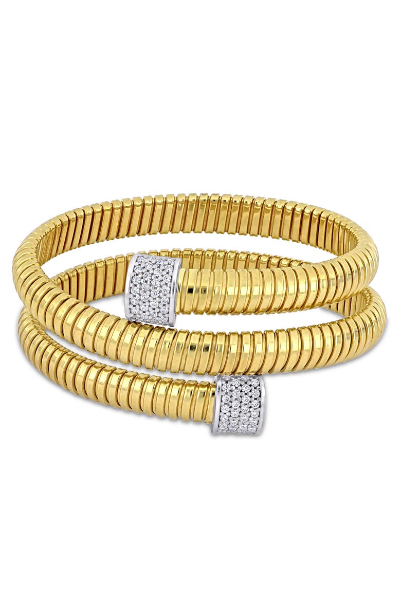 Julianna B. Cubic Zirconia Snake Style Omega Bangle Two-Tone, Main, color, 