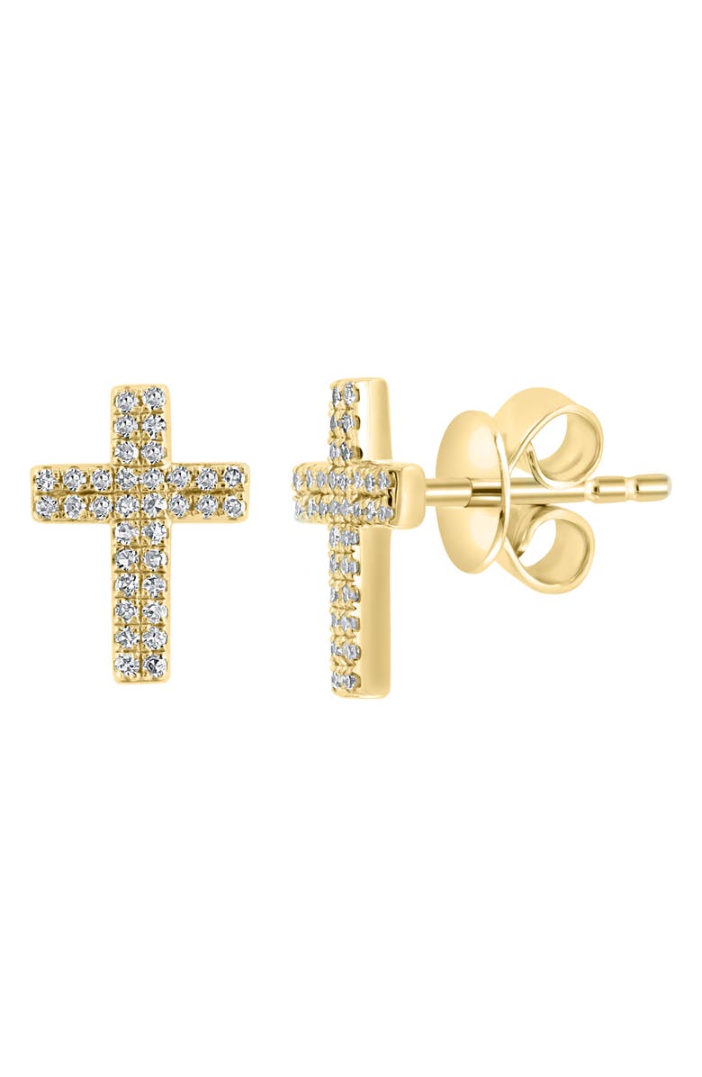EFFY Diamond Cross Stud Earrings, Alternate, color, Yellow