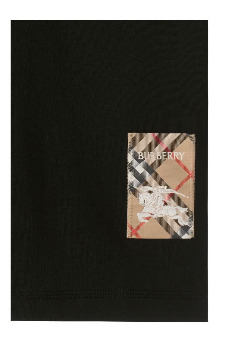 Burberry Check Label Cotton T-shirt, Alternate, color, Black