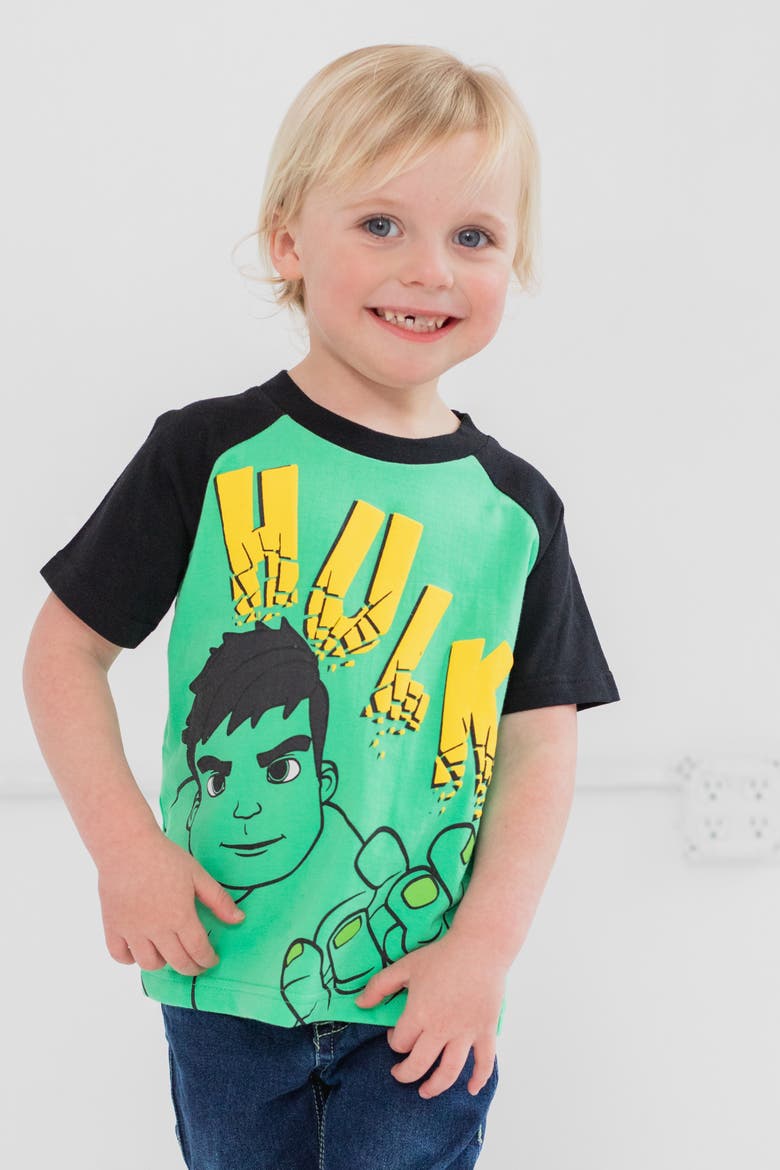 Spidey and His Amazing Friends Short Sleeve T-Shirt 4-Pack, Alternate, color, Avengers Black Green