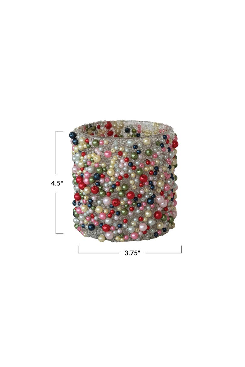 Artisan Beaded Glass Votive Holder, Alternate, color, Multicolor