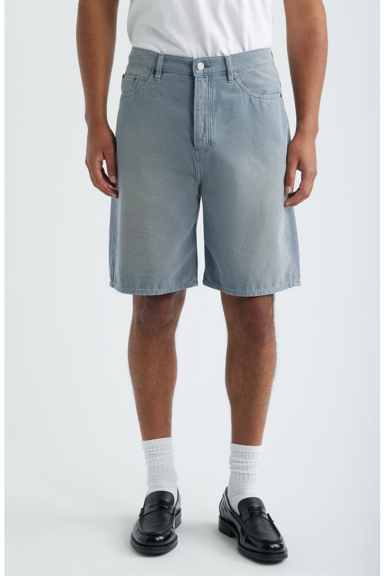 Baggy Fit Cotton Canvas 5-Pocket Shorts, Main, color, BLUE GREY