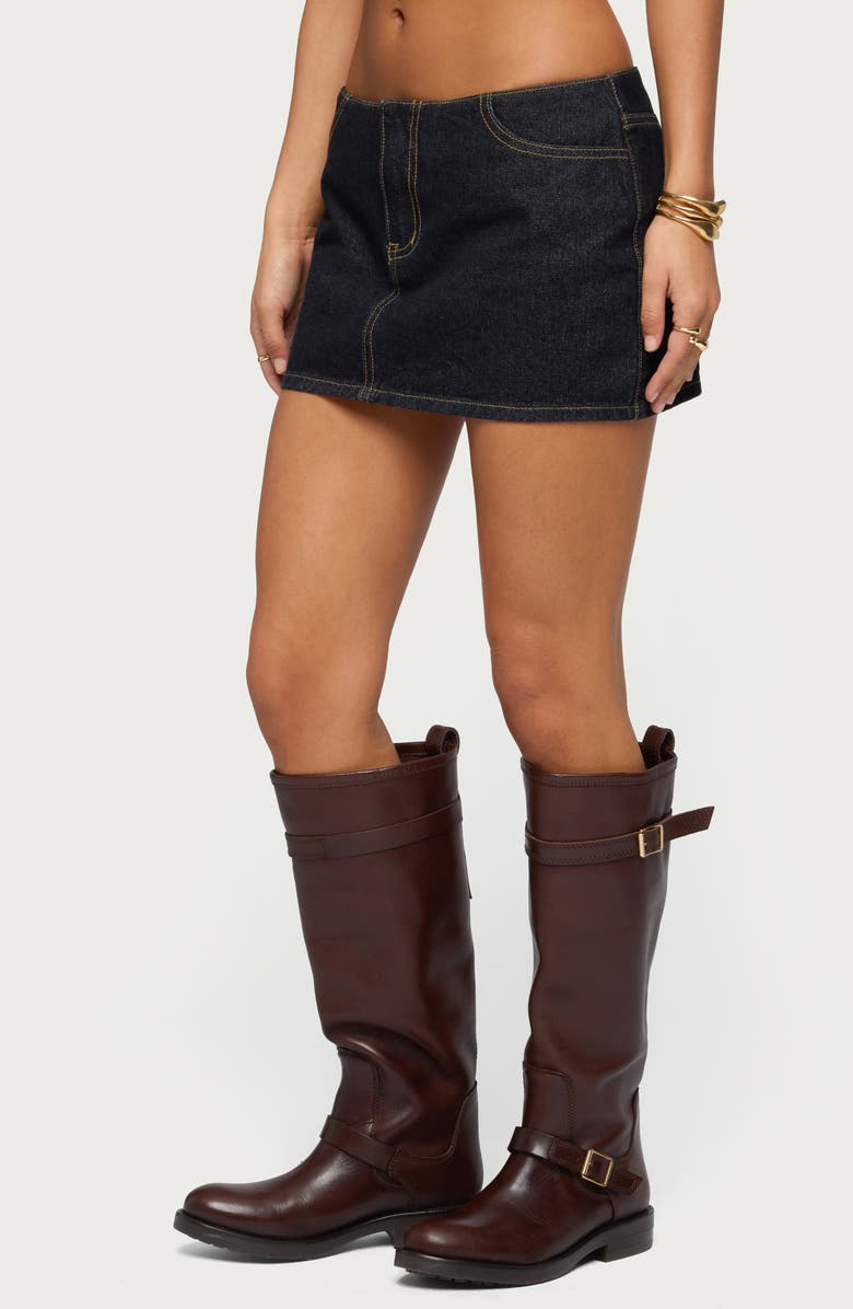 EDIKTED Leire No Waistband Denim Miniskort, Alternate, color, Dark-Blue