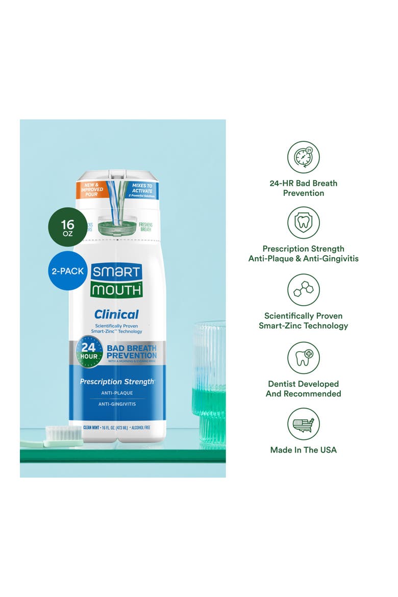 Clinical Activated Zinc Ion Mouthwash Clean Mint 16 fl oz 2 Pack Clean Mint Flavor, 16 fl oz, Alternate, color, Clean Mint