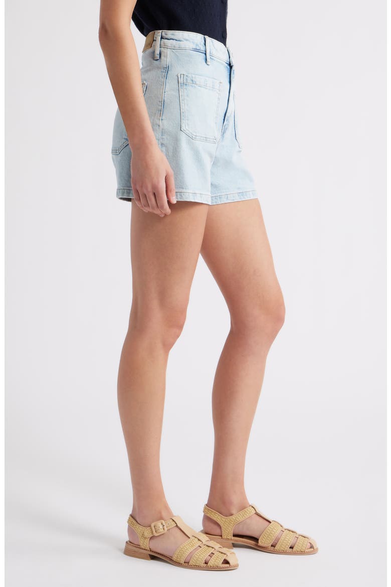 Erin Patch Pocket High Waist Denim Shorts, Alternate, color, BLEACHED 90S