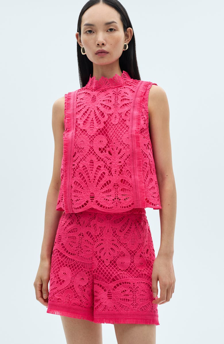 MANGO Fringe Trim Shorts, Alternate, color, 