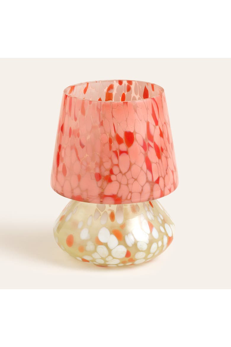 Aravali Glass Candle Holder 5.5" x 5.5" x 7" Ambient Decor, Main, color, Pink