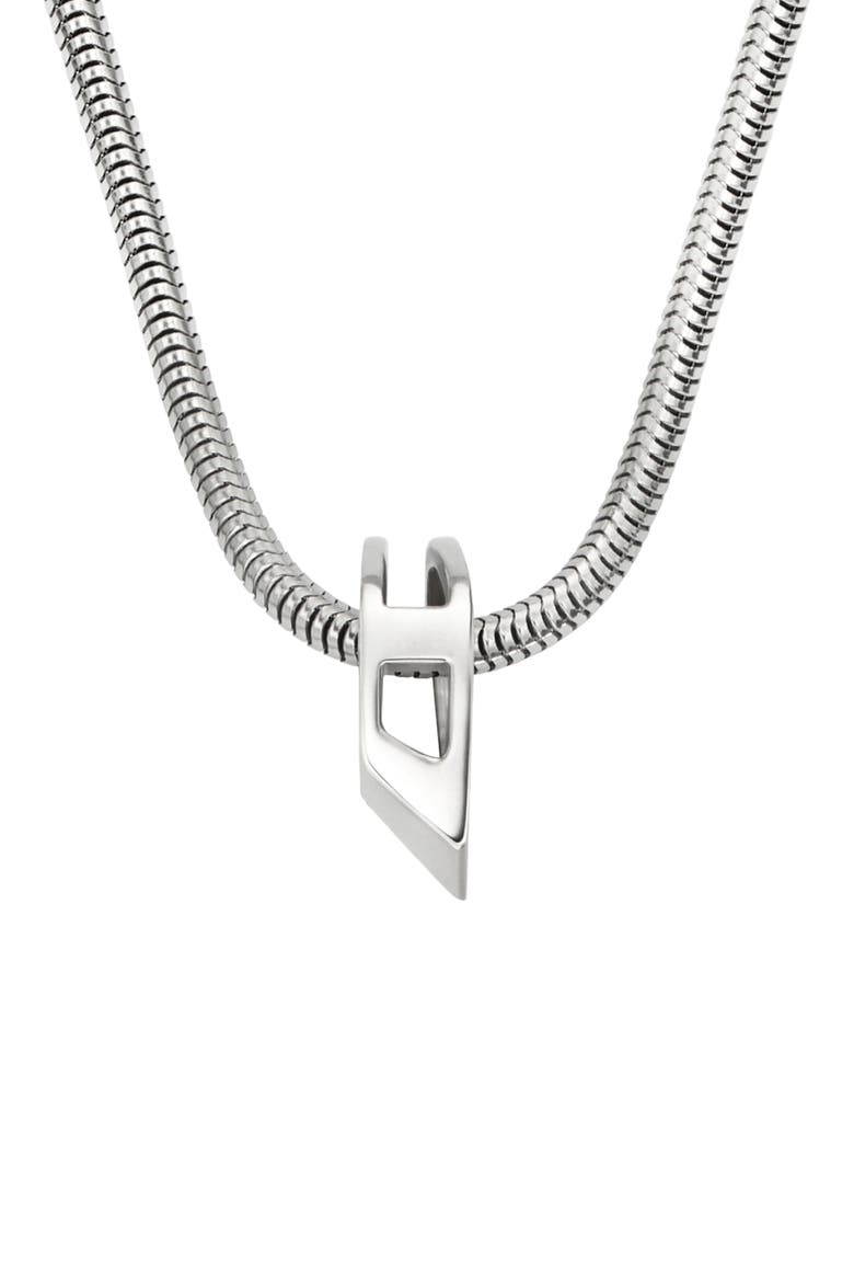 D Logo Ring Pendant Necklace, Main, color, SILVER