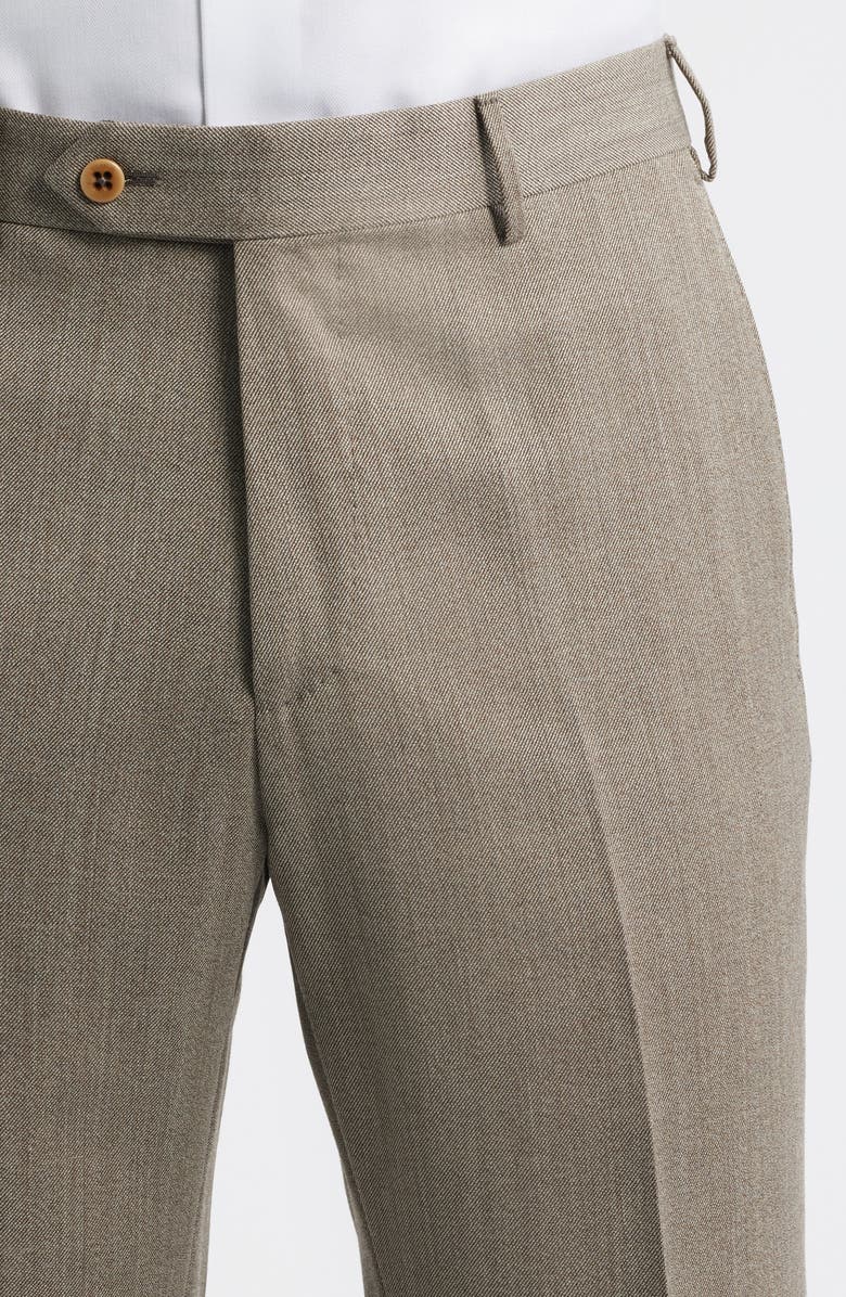 Zanella Parker Flat Front Wool Dress Pants, Alternate, color, Khaki