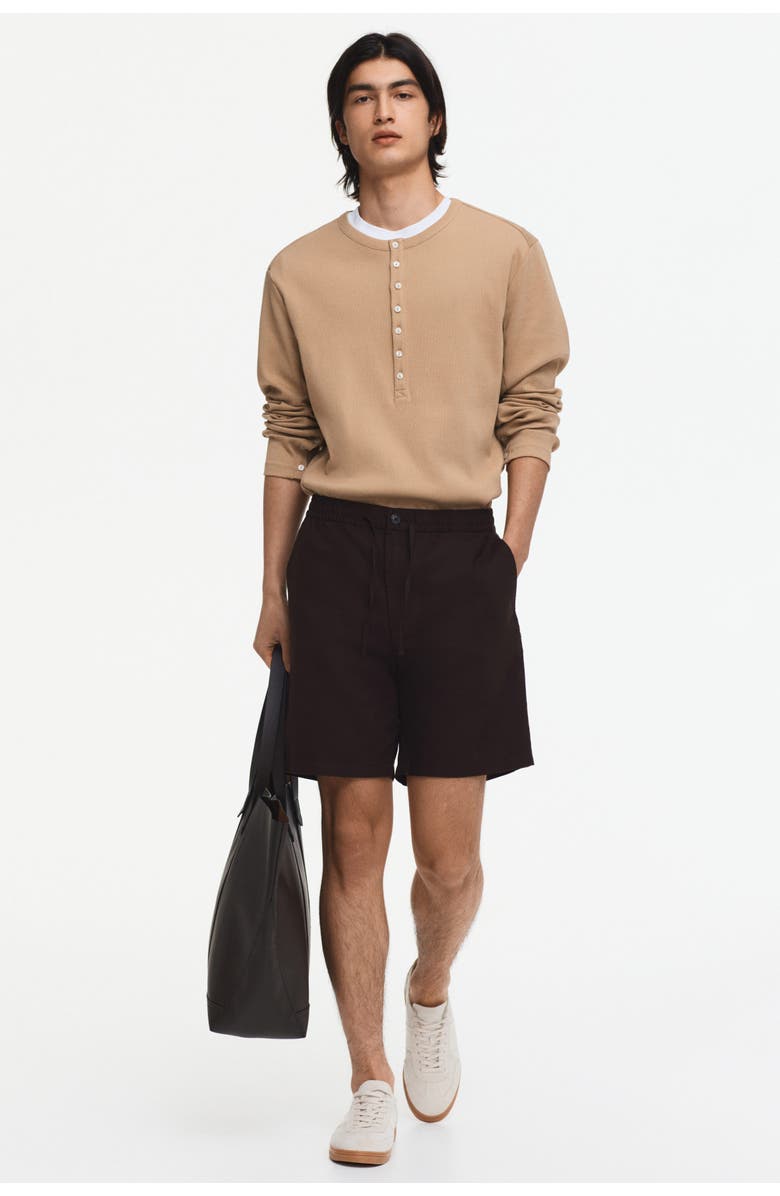 H&M Regular-fit linen-blend shorts, Alternate, color, Dark Brown