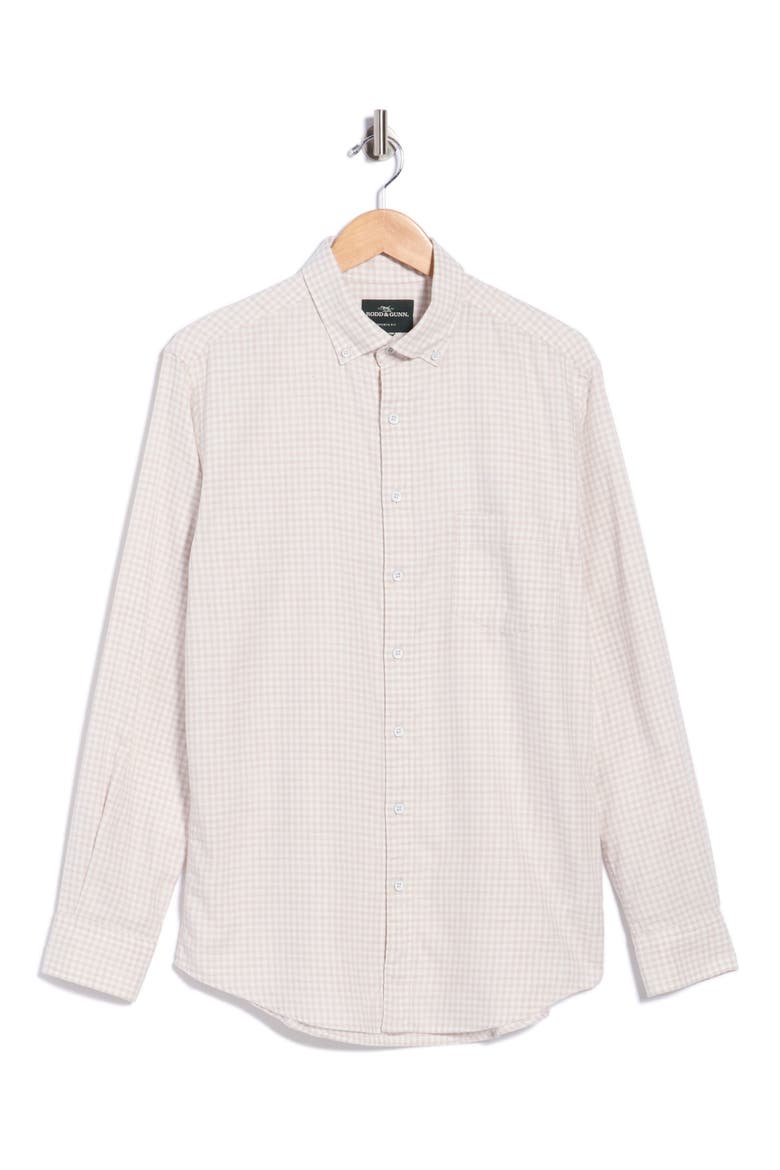 Check Twill Long Sleeve Button-Down Shirt, Main, color, STONE