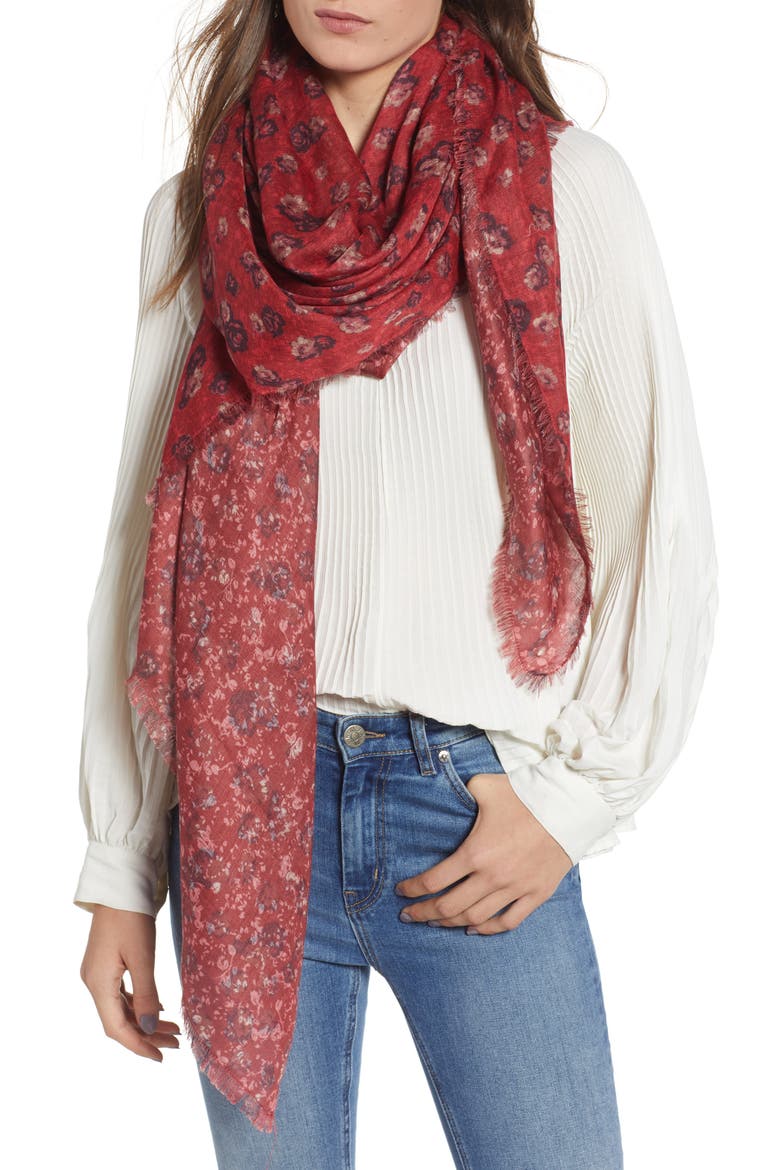 Print Wrap, Main, color, RED FLORAL FAN