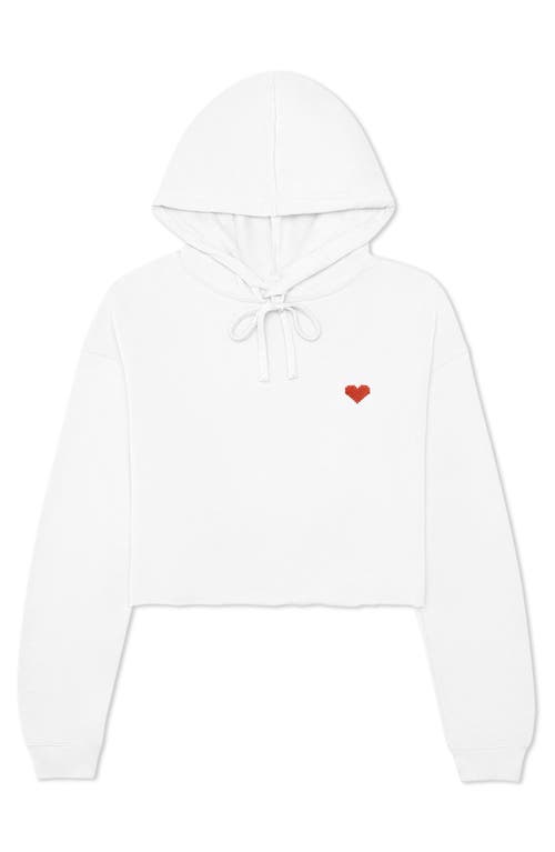 Dalix Pixel Heart Cropped Hoodie In White