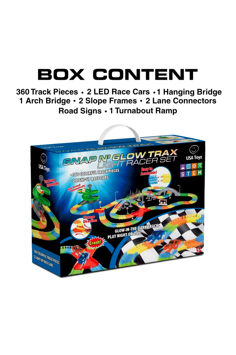 Large Glow Trax Race Tracks for Kids- 380pc, Alternate, color, Multi Color