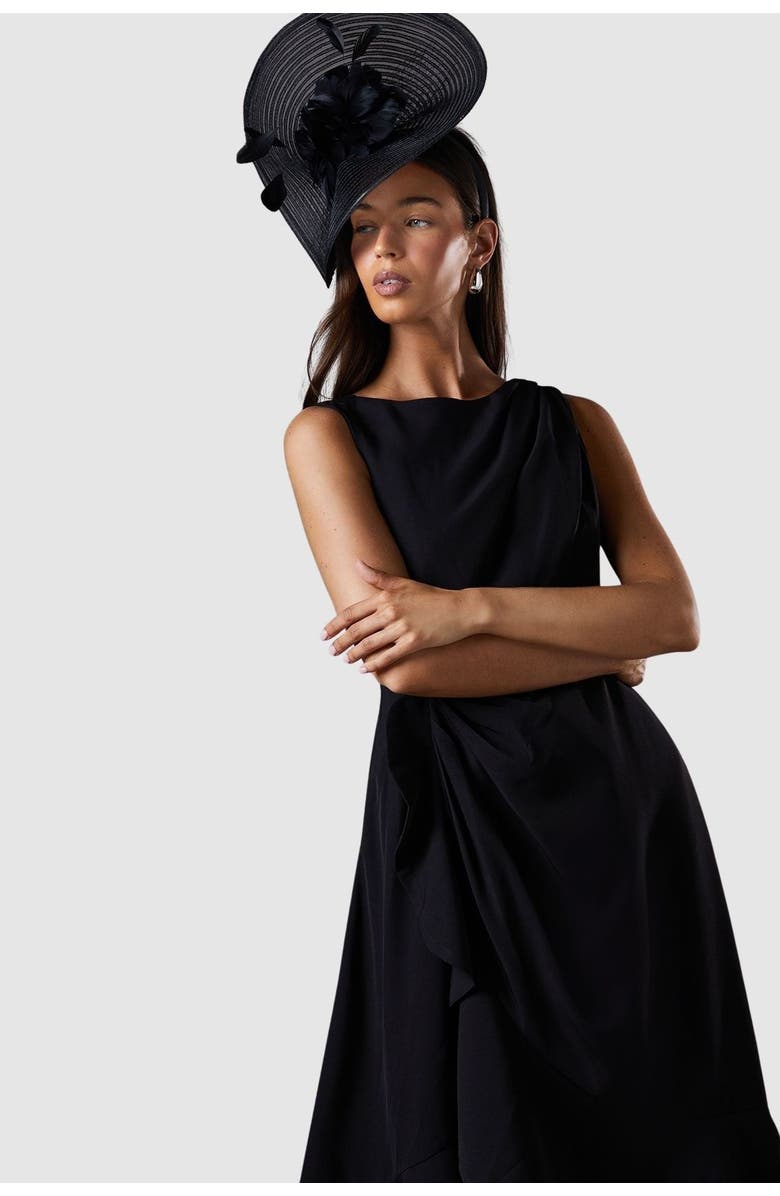 Coast Crepe Low Back Ruffle Dress, Alternate, color, Black