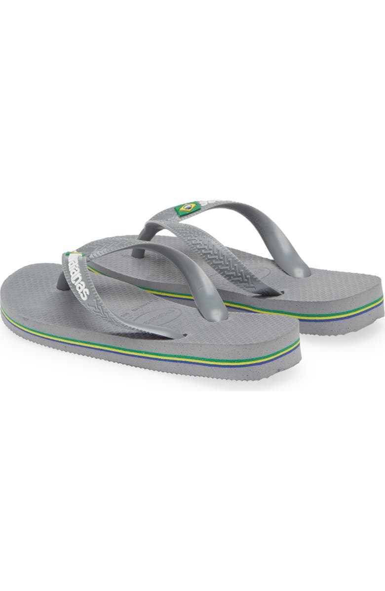 Havaianas Kids' Brazil Logo Flip Flop, Alternate, color, Steel Grey
