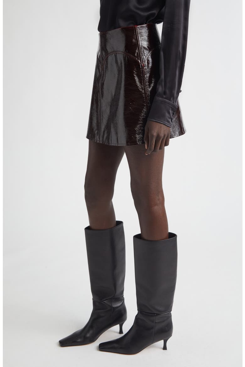 Aksie Faux Leather Miniskirt, Alternate, color, DARK PLUM