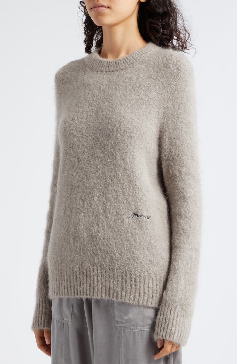Ganni Brushed Alpaca & Wool Blend Crewneck Sweater, Alternate, color,