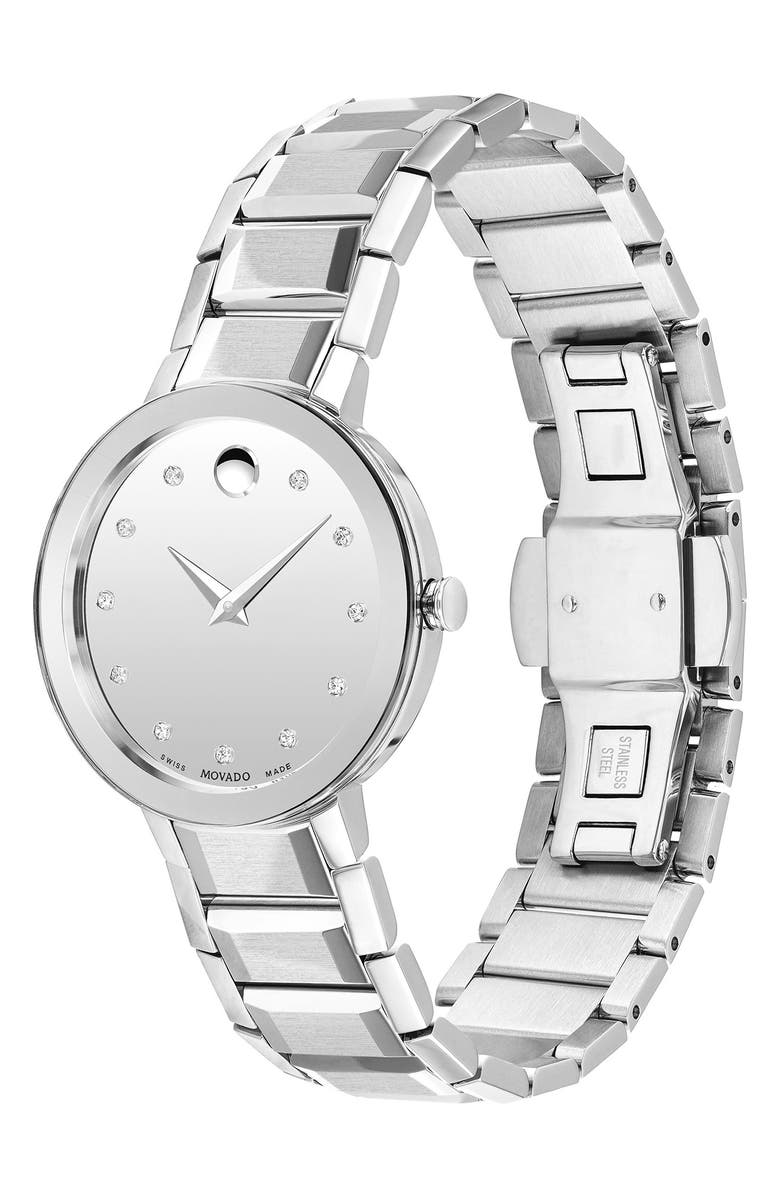 Movado Sapphire Diamond Bracelet Watch, 28mm, Alternate, color, 