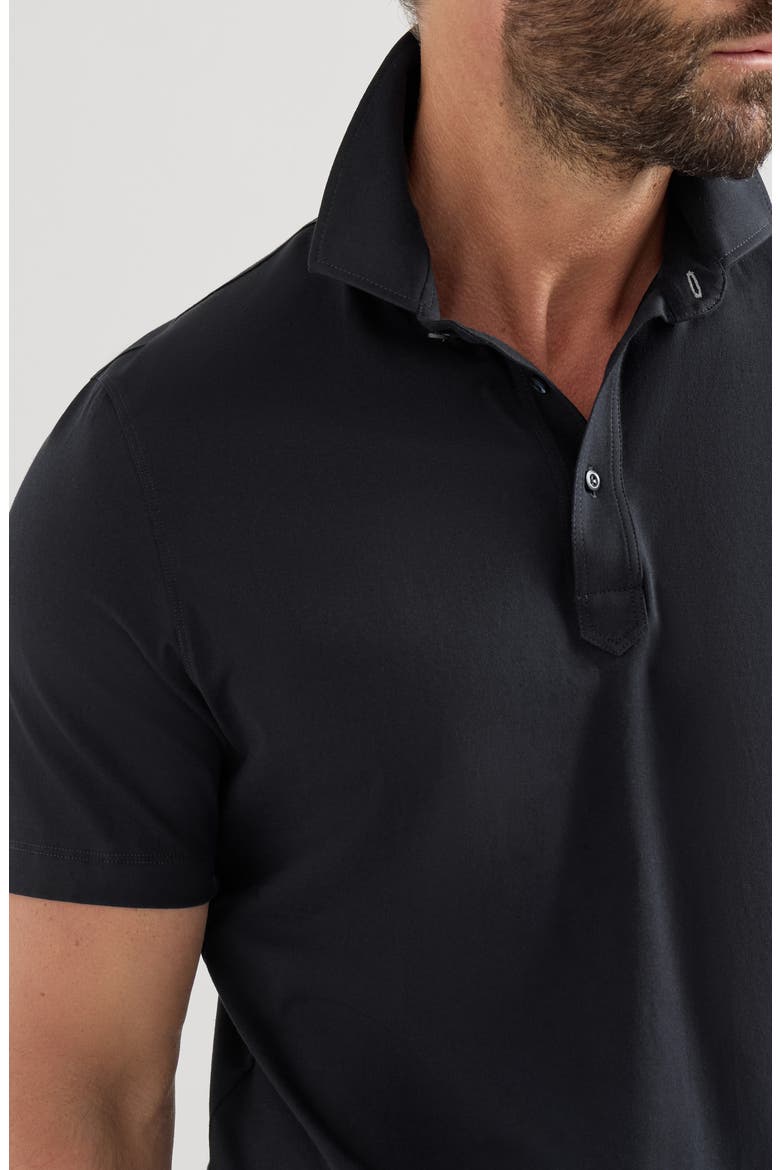 Cotton jersey polo with shirt-style collar, Alternate, color, Navy Blue