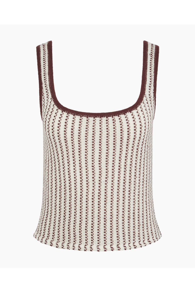 Crochet Knit Square Neck Tank, Alternate, color, Egret/Cacao