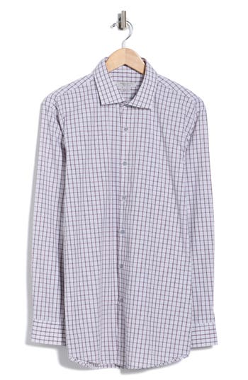 Perry Ellis Griffin Slim Fit Windowpane Check Dress Shirt In Blue