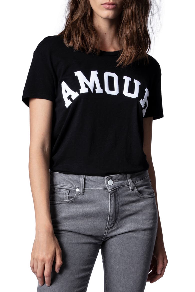 Walk Amour Graphic Tee, Main, color, NOIR/BLANC