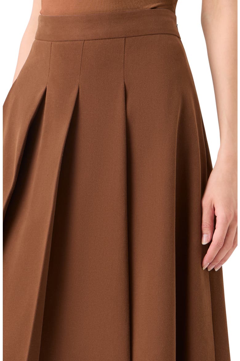 Pleated Asymmetrical Cotton & Wool Gabardine A-Line Midi Skirt, Alternate, color, VICUNA