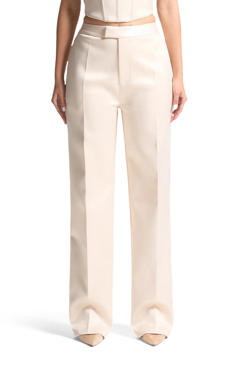 Manière De Voir Bella Satin Tailored Trousers, Alternate, color, Champagne