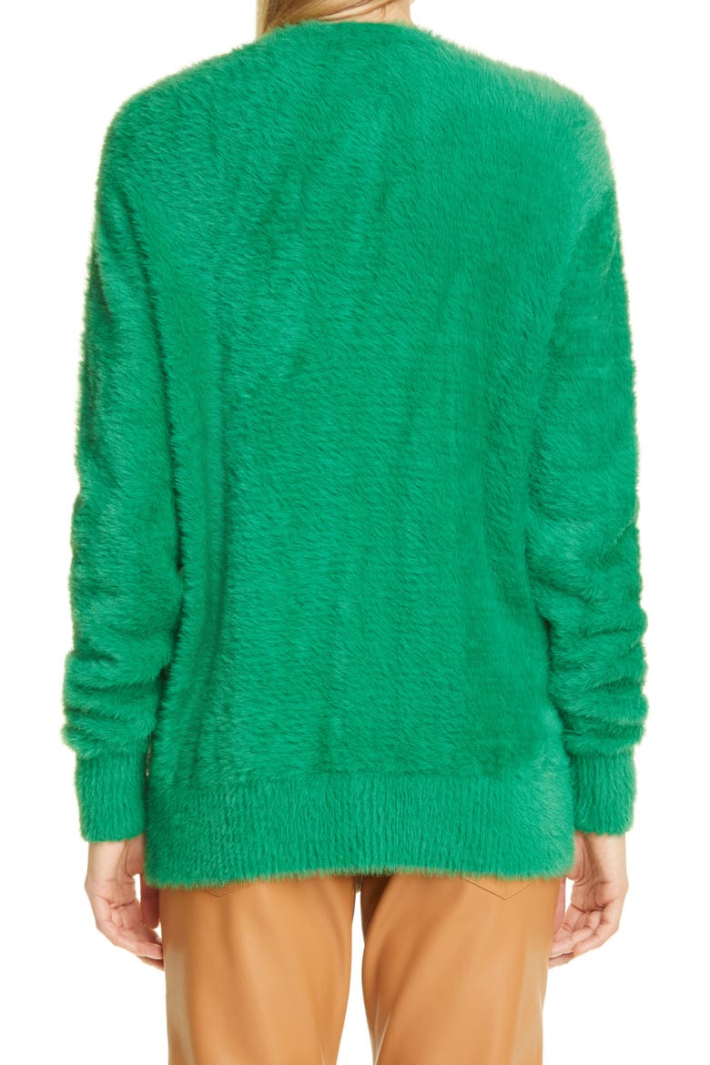 Bix Fuzzy Cardigan, Alternate, color, KELLY GREEN