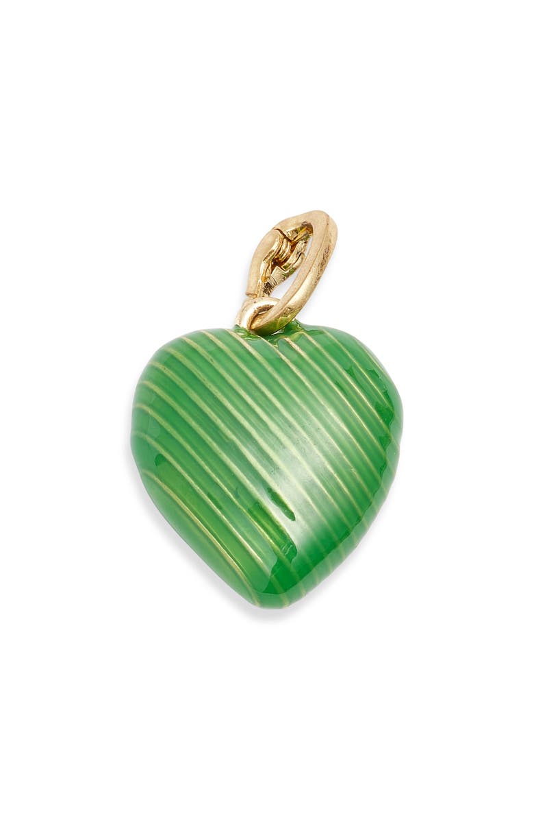 Clare V. Enamel Heart Charm Necklace, Main, color, Emerald