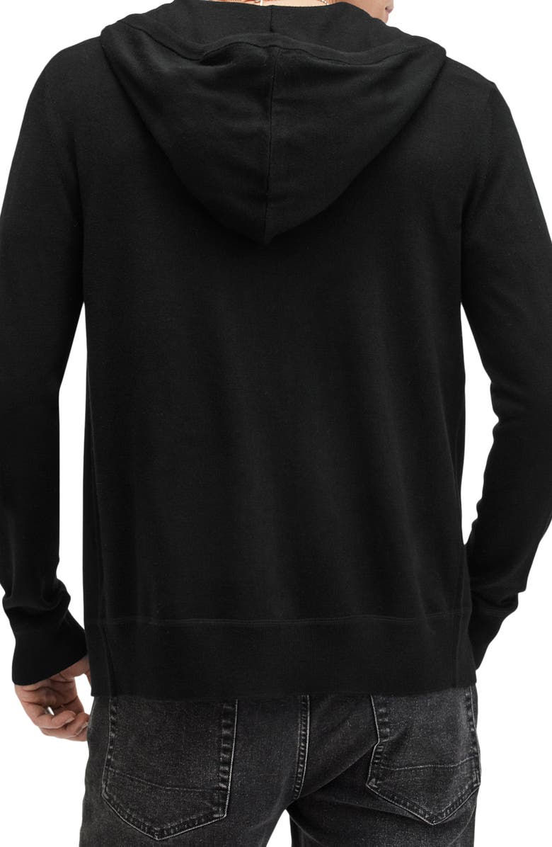 AllSaints Mode Merino Wool Hoodie, Alternate, color, Black