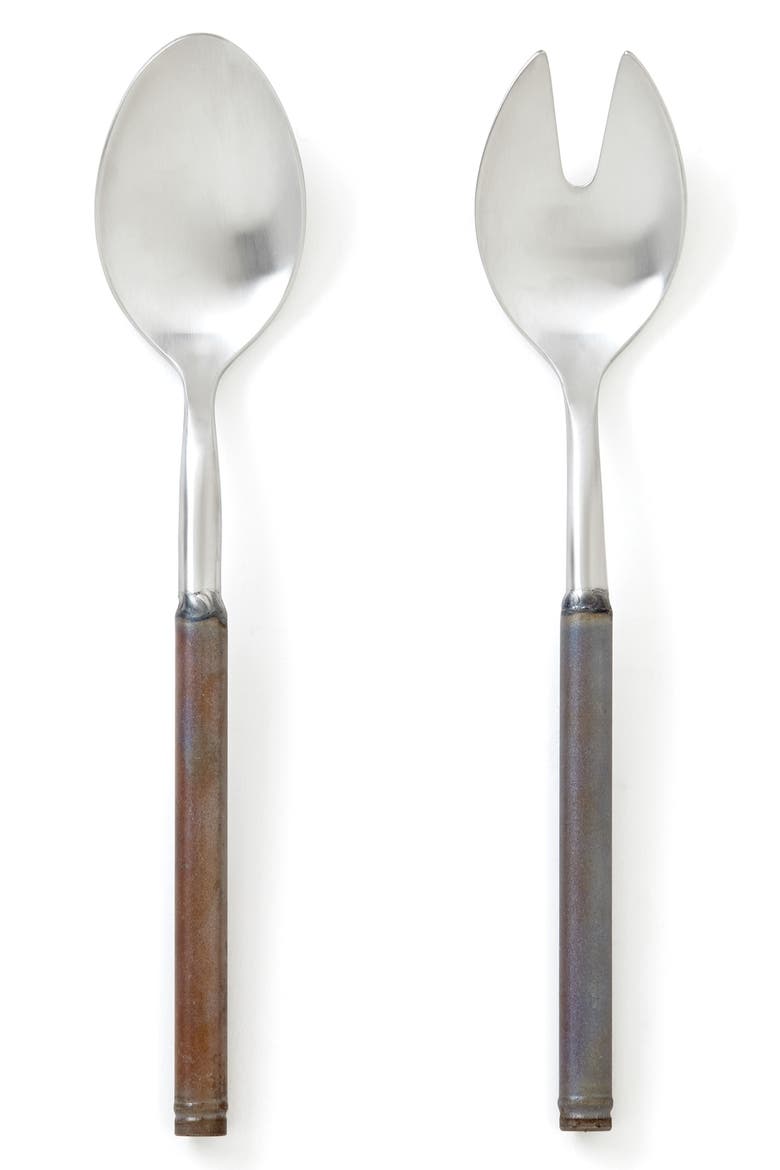 Fuoco 2-Piece Salad Serving Set, Main, color, BROWN/ PEWTER