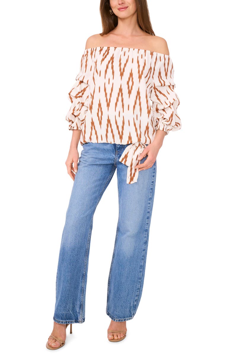 Vince Camuto Off the Shoulder Bubble Sleeve Top, Alternate, color, Argan Oil