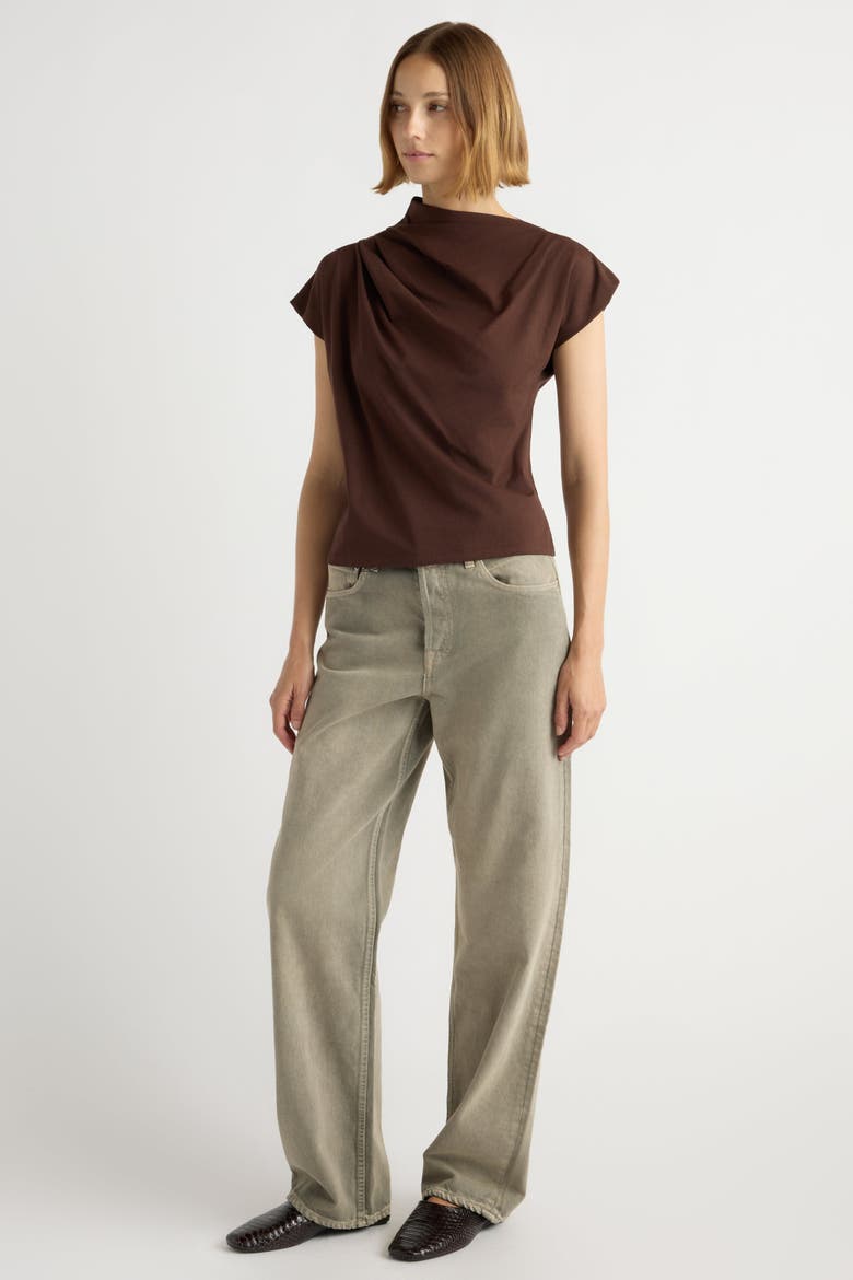 Kenny Asymmetric-Neck Tee, Alternate, color, Brown