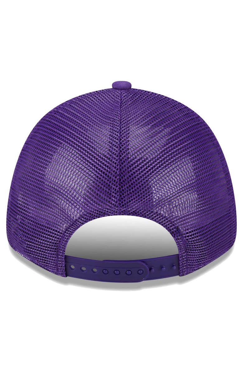 New Era Men's New Era Purple Los Angeles Lakers Plate Oversized Patch Trucker 9FORTY Adjustable Hat, Alternate, color, Purple