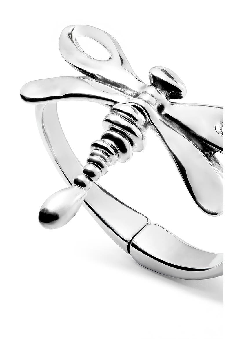 Bangle Bracelet with a Dragonfly, Alternate, color, Silver