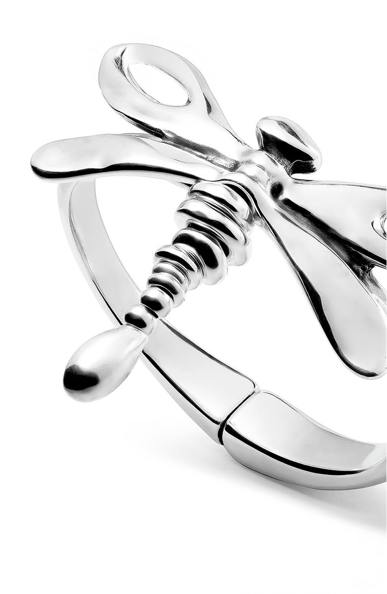 UNODE50 Bangle Bracelet with a Dragonfly, Alternate, color, Silver