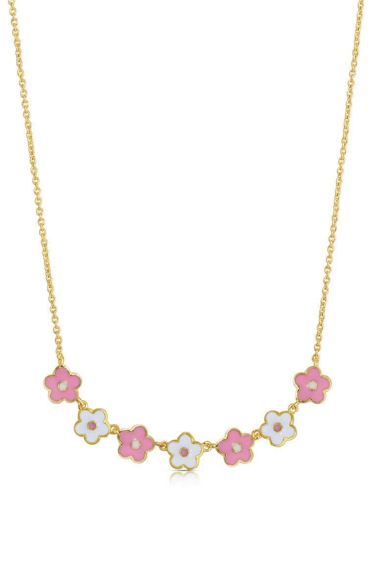 Lily Nily Kids' Flower Link Frontal Necklace, Main, color, Pink