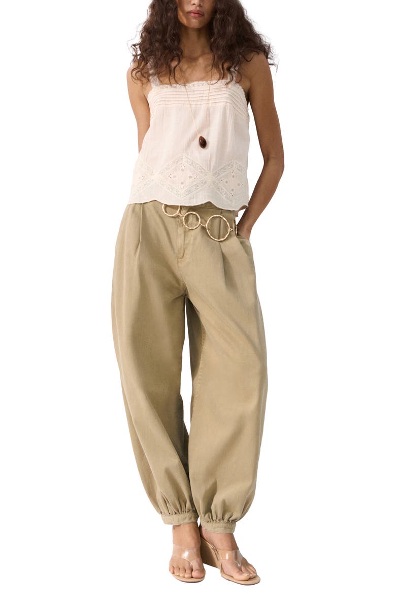 MANGO Pleated Embroidered Camisole, Main, color, Pastel Pink