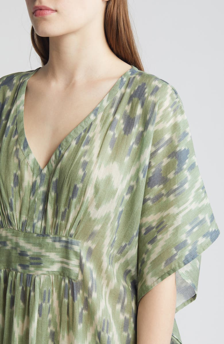 Faherty Ikat Print Organic Cotton Cover-Up Caftan, Alternate, color,