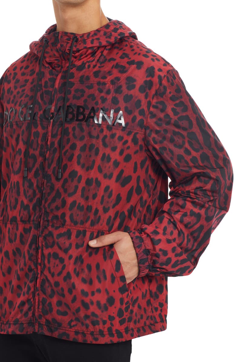 Dolce&Gabbana Logo Leopard Print Nylon Jacket, Alternate, color, 