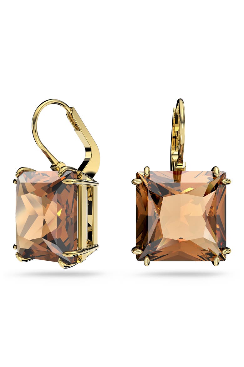 Millenia Square Crystal Drop Earrings, Alternate, color, BRONZE
