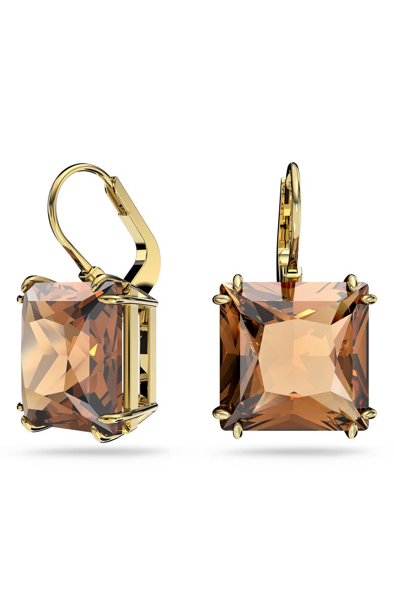 Swarovski Millenia Square Crystal Drop Earrings, Alternate, color, Bronze
