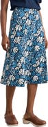 Seasalt Cornwall Rose A-Line Stretch Organic Cotton Midi Skirt