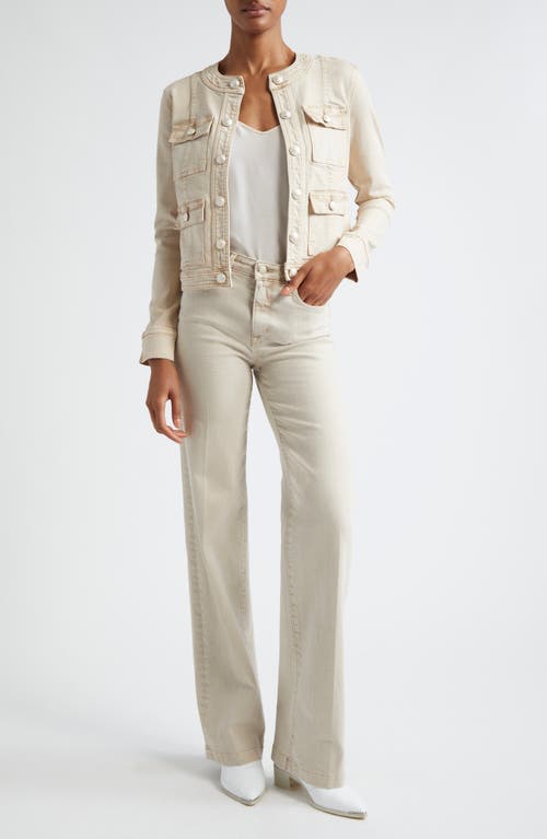Shop L Agence L'agence Yari Collarless Stretch Cotton Jacket In Biscuit