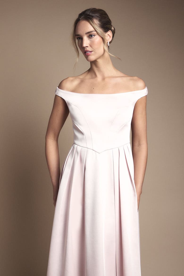 Bandeau Off-Shoulder Maxi Dress, Alternate, color, Blush