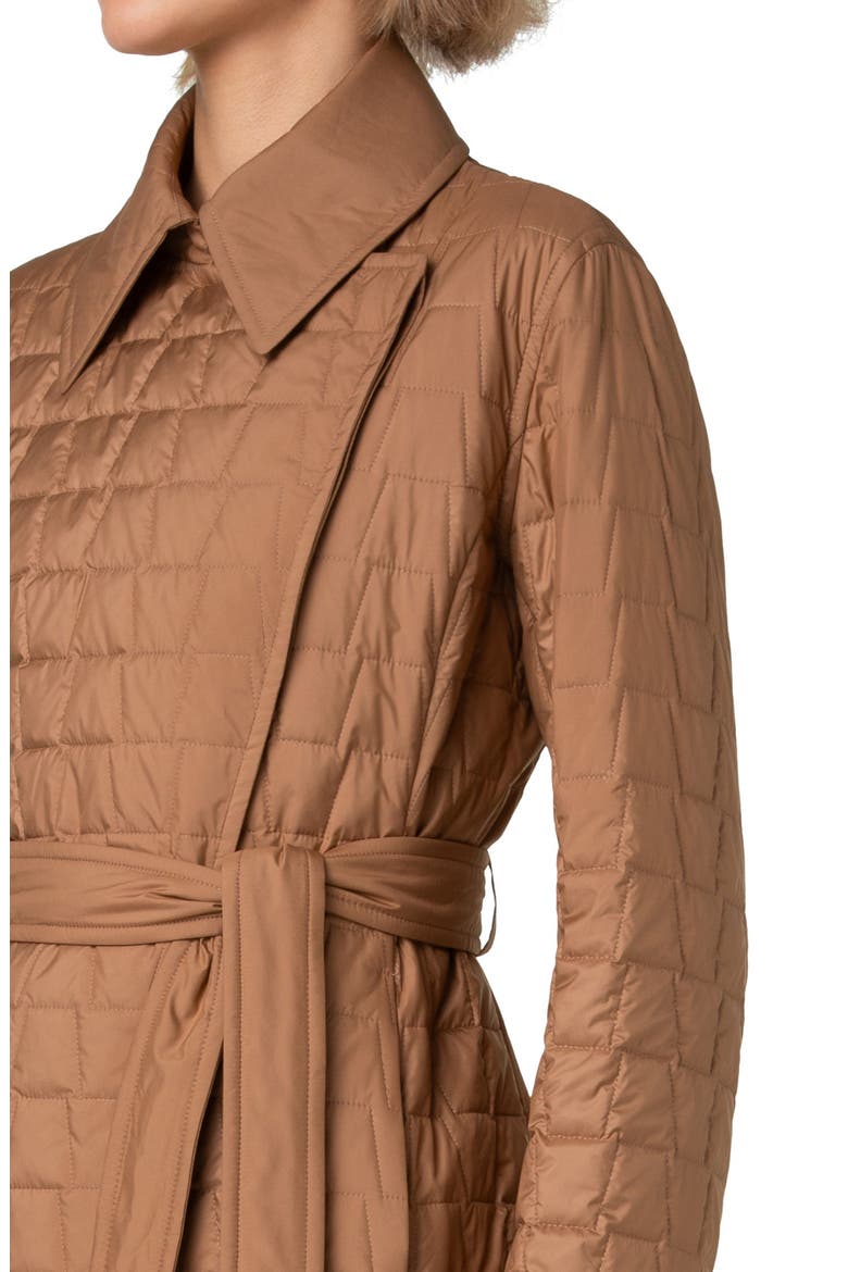 Kody Trapezoid Quilted Taffeta Coat, Alternate, color, CAMEL