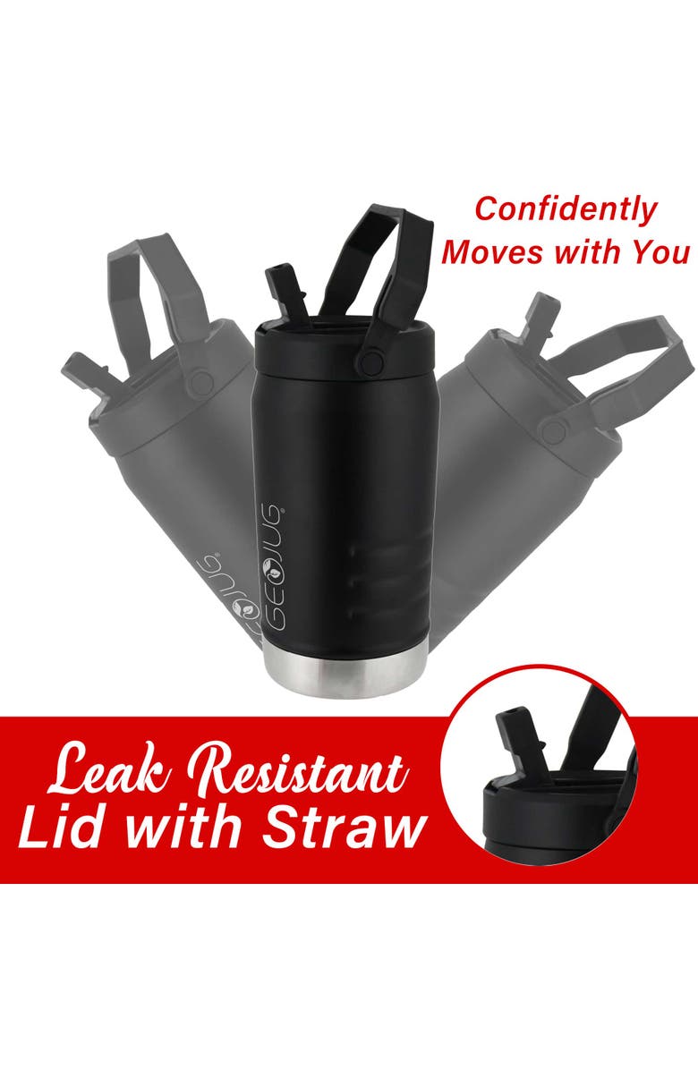 Brentwood Vacuum Insulated Sports Water Jug, Spout Straw Lid, Large Handle with Fence Hook, Alternate, color, Black